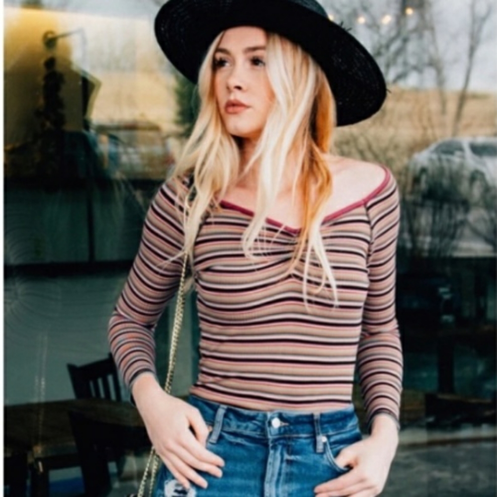 NWT! Free People mutli-colored stripped bodysuit!